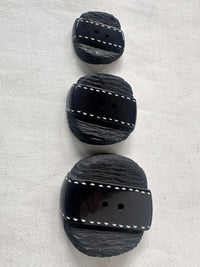 Vintage Italian Carved Black Square with Shiny Stitch Band - L'Etoffe Fabrics LLC