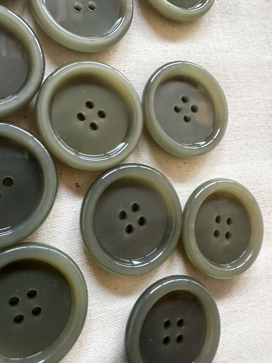 Vintage Italian Casein Jacket Button Sage - L'Etoffe Fabrics LLC