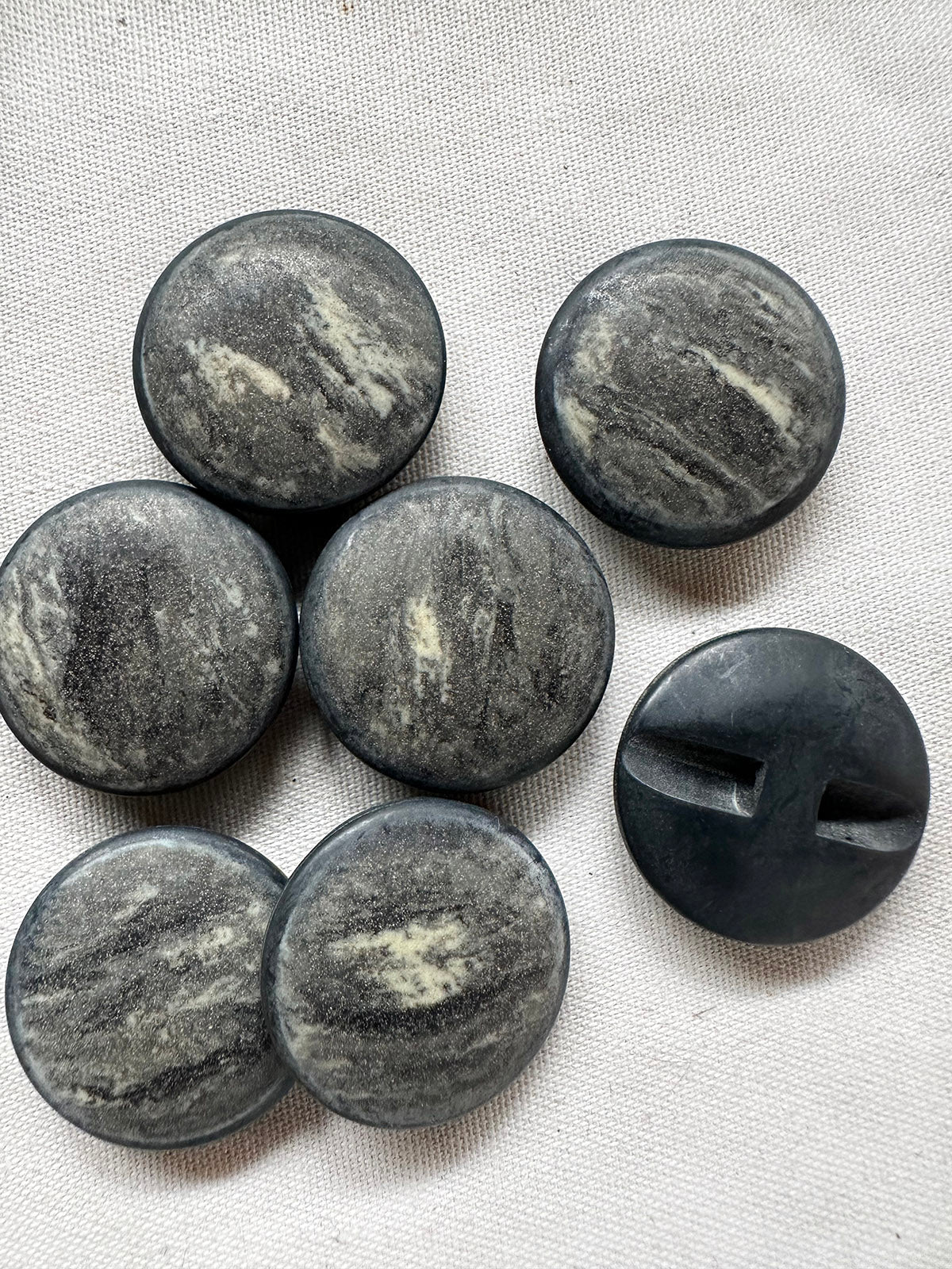 Vintage Italian Charcoal Beach Stone Buttons - L'Etoffe Fabrics LLC