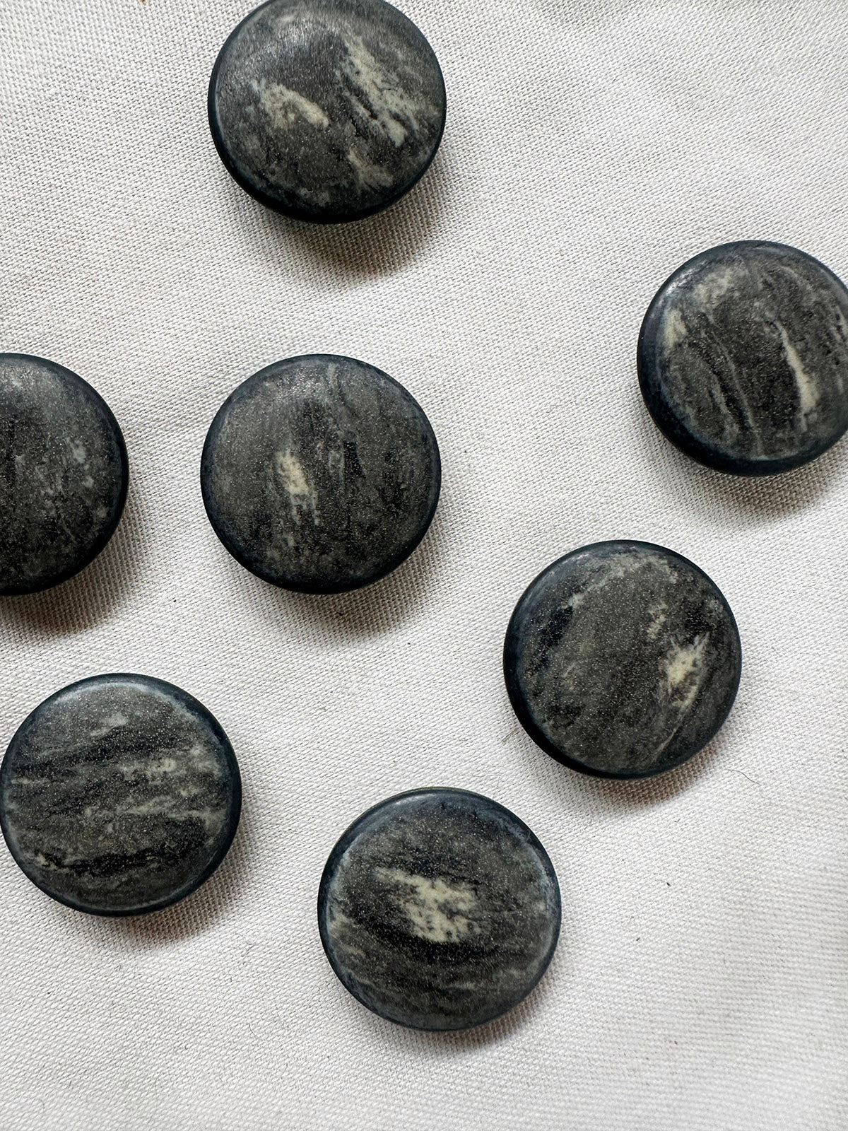 Vintage Italian Charcoal Beach Stone Buttons - L'Etoffe Fabrics LLC