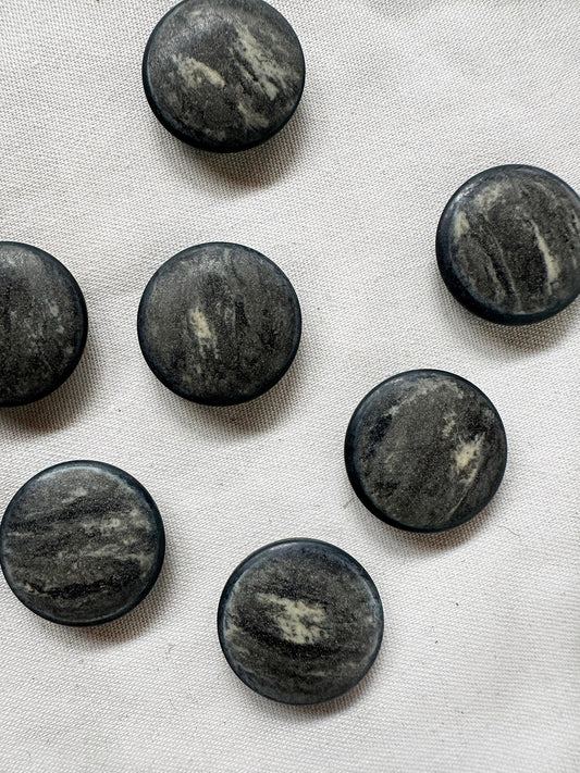 Vintage Italian Charcoal Beach Stone Buttons - L'Etoffe Fabrics LLC