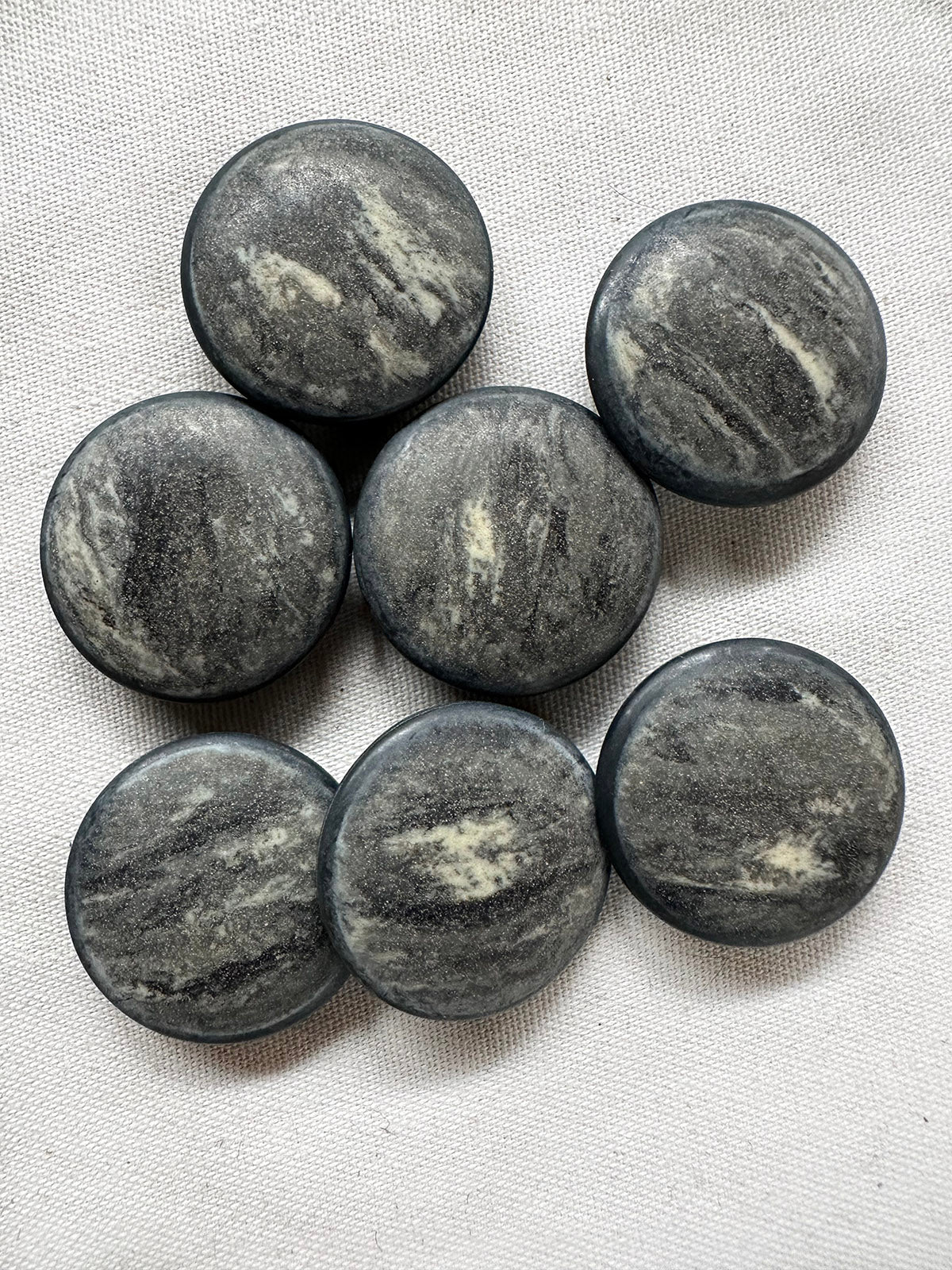 Vintage Italian Charcoal Beach Stone Buttons - L'Etoffe Fabrics LLC