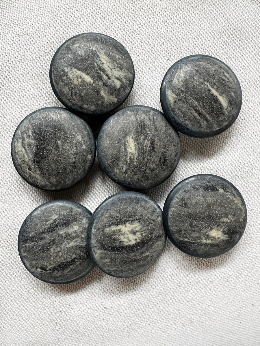 Vintage Italian Charcoal Beach Stone Buttons - L'Etoffe Fabrics LLC