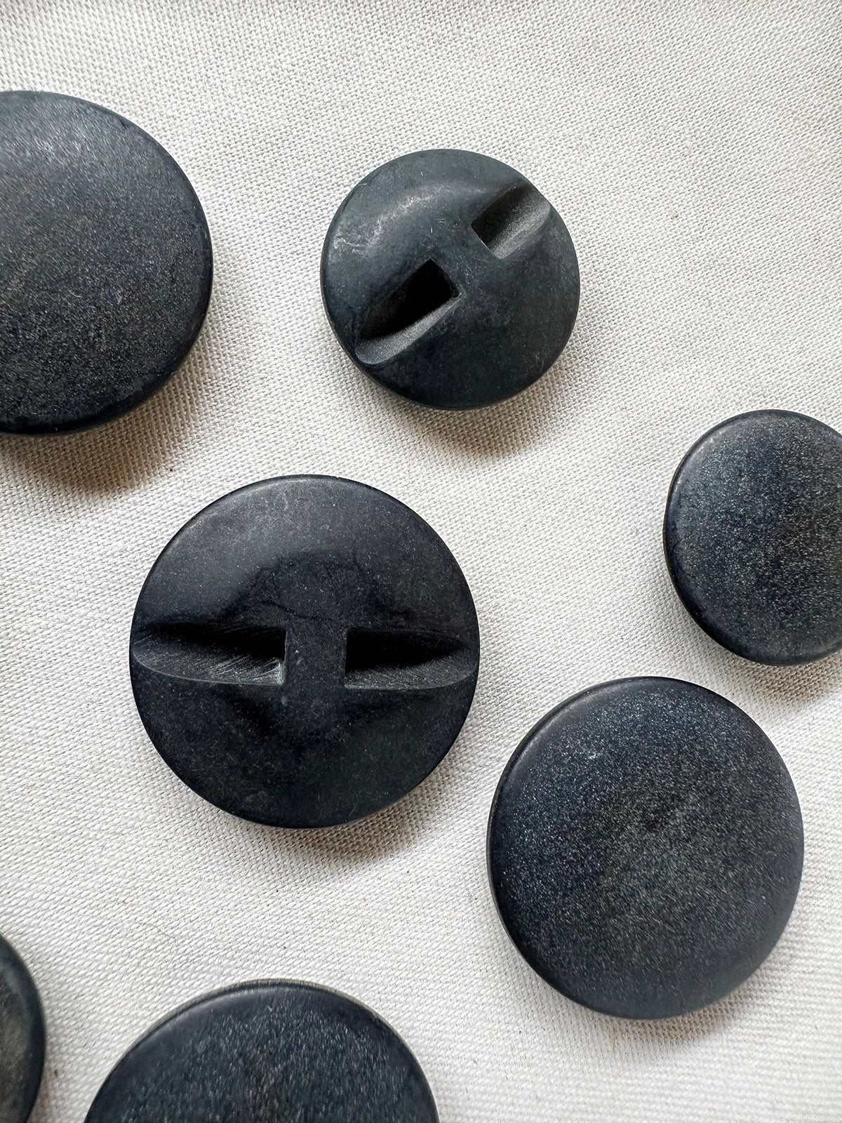 Vintage Italian Charcoal Sand Stone Solid Buttons - L'Etoffe Fabrics LLC