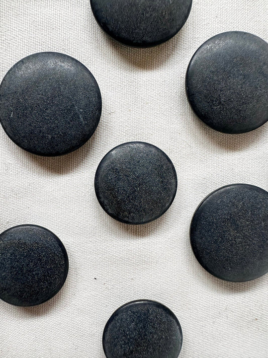 Vintage Italian Charcoal Sand Stone Solid Buttons - L'Etoffe Fabrics LLC