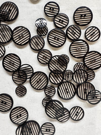 Vintage Italian Clear Black Stripe Buttons - L'Etoffe Fabrics LLC