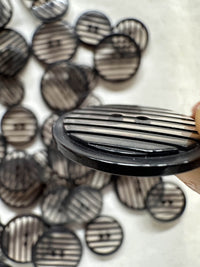 Vintage Italian Clear Black Stripe Buttons - L'Etoffe Fabrics LLC