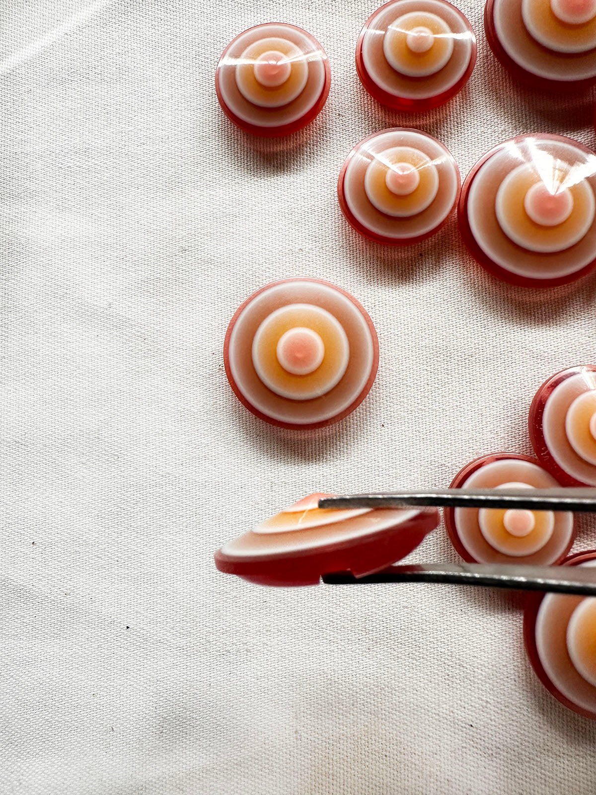 Vintage Italian Coral Disc Buttons - L'Etoffe Fabrics LLC