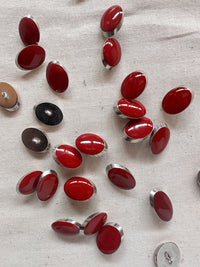 Vintage Italian Elliptical Julienne LIttle Buttons - Blue Red - L'Etoffe Fabrics LLC