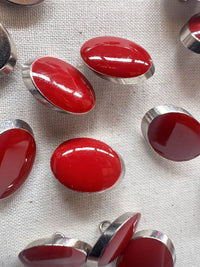 Vintage Italian Elliptical Julienne LIttle Buttons - Blue Red - L'Etoffe Fabrics LLC