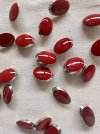 Vintage Italian Elliptical Julienne LIttle Buttons - Blue Red - L'Etoffe Fabrics LLC
