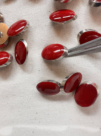 Vintage Italian Elliptical Julienne LIttle Buttons - Blue Red - L'Etoffe Fabrics LLC