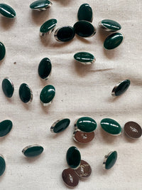 Vintage Italian Elliptical Julienne LIttle Buttons - Emerald - L'Etoffe Fabrics LLC