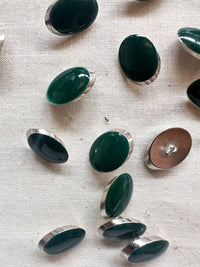 Vintage Italian Elliptical Julienne LIttle Buttons - Emerald - L'Etoffe Fabrics LLC