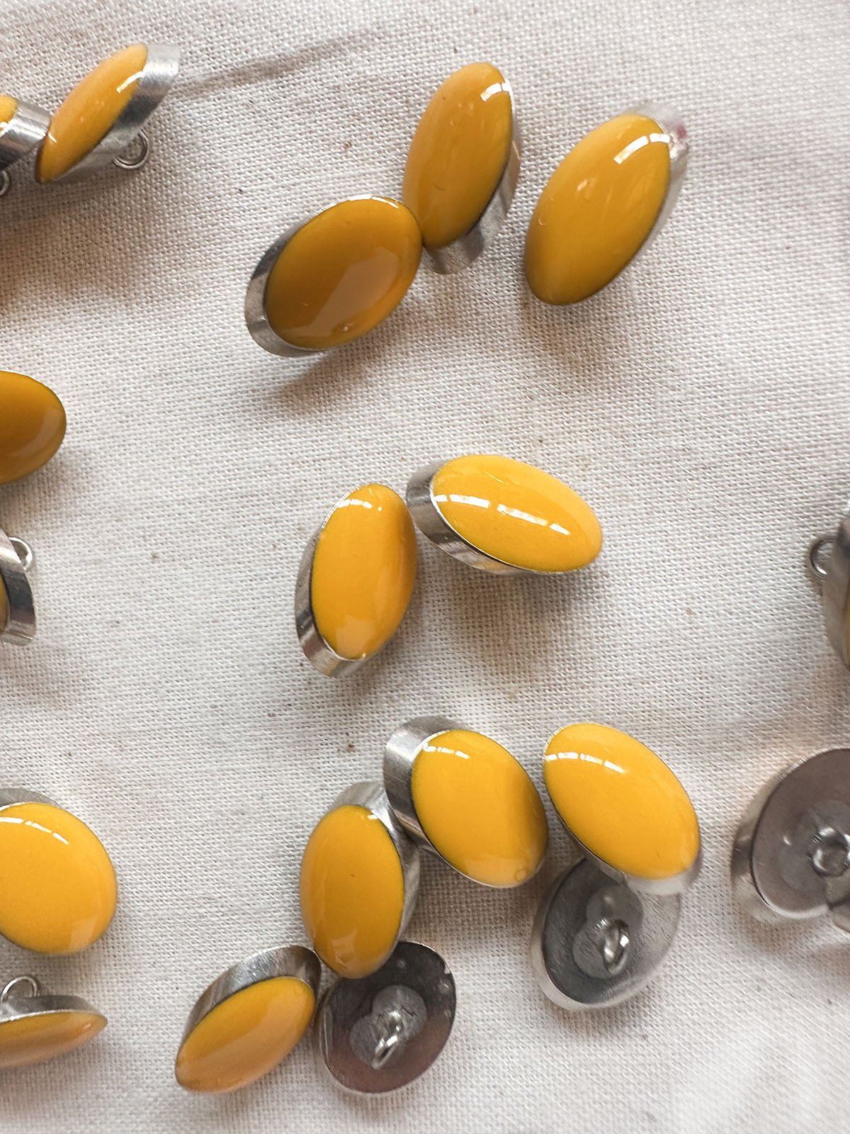 Vintage Italian Elliptical Julienne LIttle Buttons - Yellow - L'Etoffe Fabrics LLC
