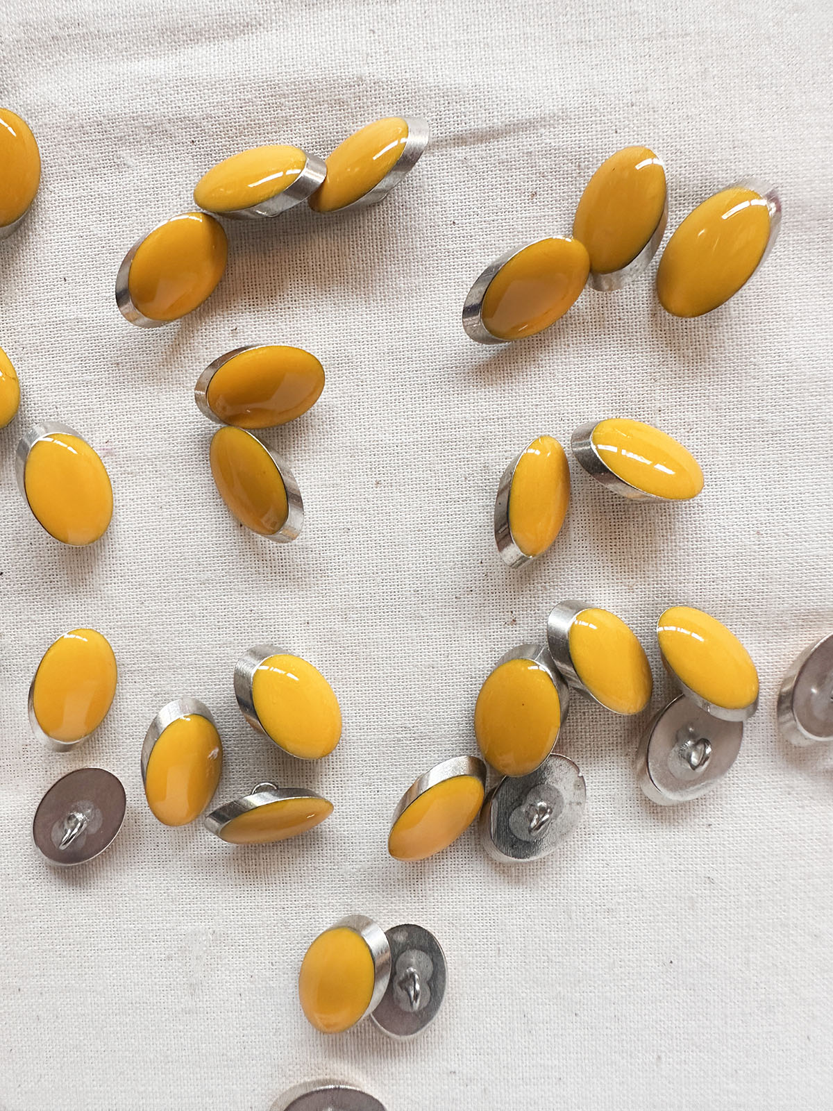 Vintage Italian Elliptical Julienne LIttle Buttons - Yellow - L'Etoffe Fabrics LLC