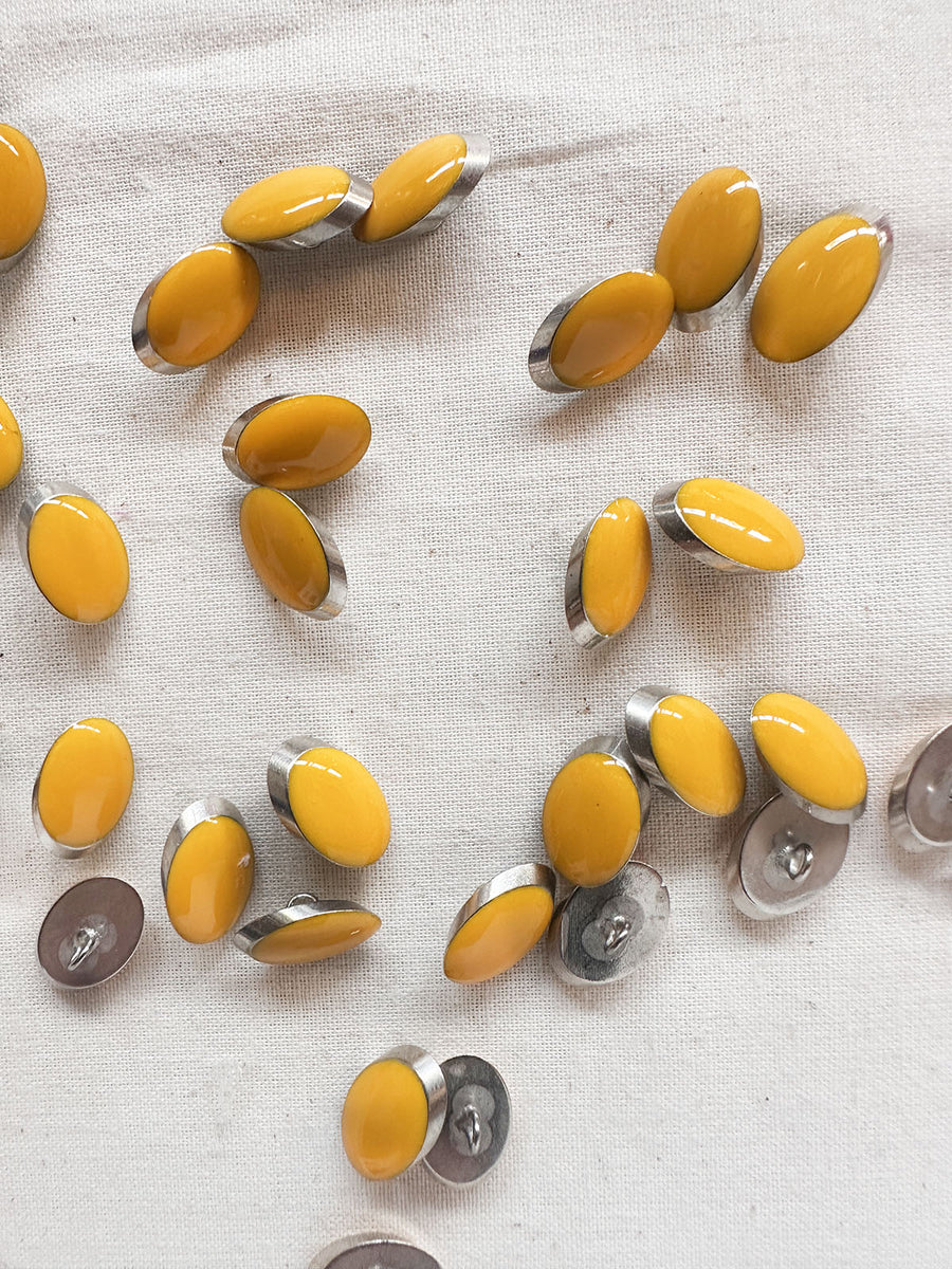 Vintage Italian Elliptical Julienne LIttle Buttons - Yellow - L'Etoffe Fabrics LLC