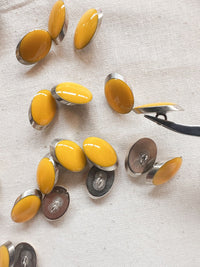 Vintage Italian Elliptical Julienne LIttle Buttons - Yellow - L'Etoffe Fabrics LLC