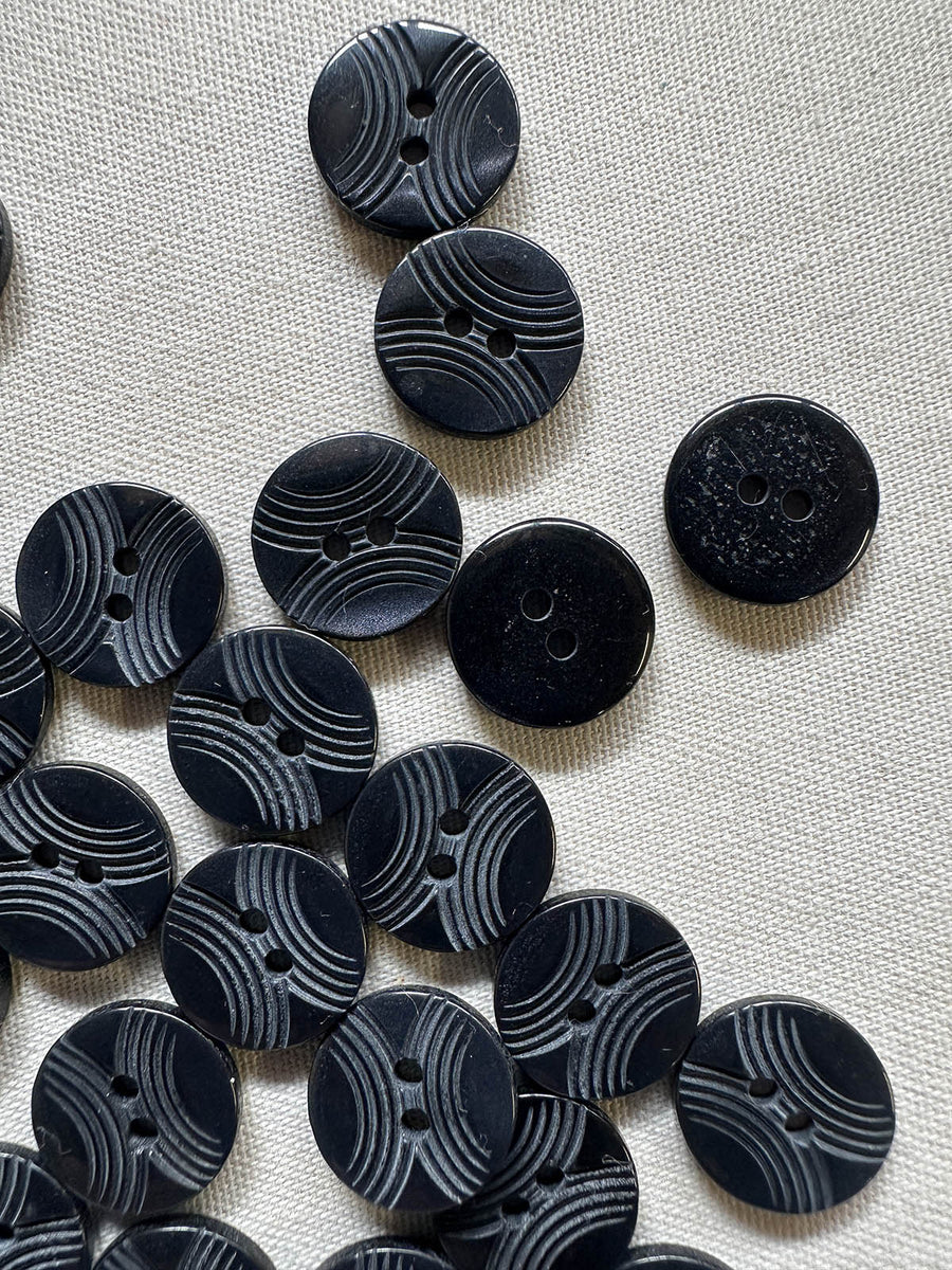 Vintage Italian Etched Midnight Blue Shirt Buttons - L'Etoffe Fabrics LLC