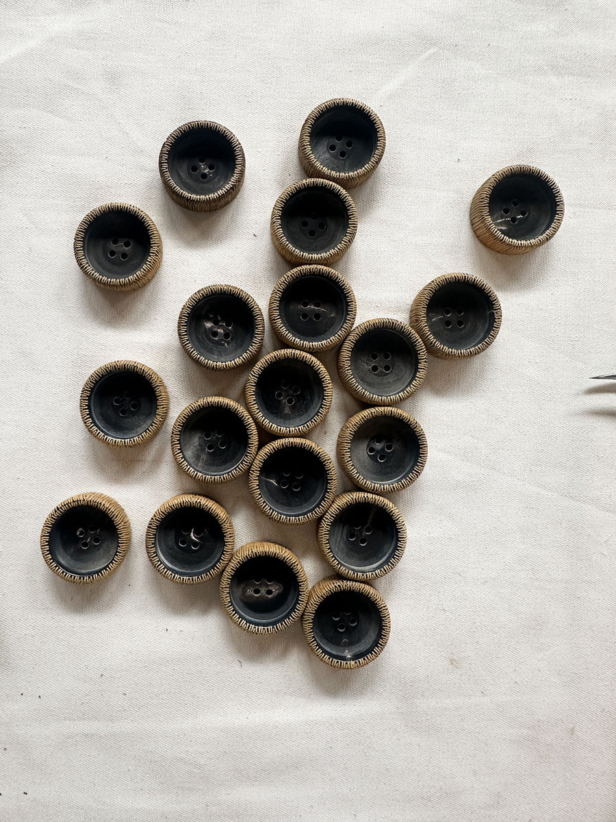 Vintage Italian Etched Wall Cylinder Bowl Button - L'Etoffe Fabrics LLC