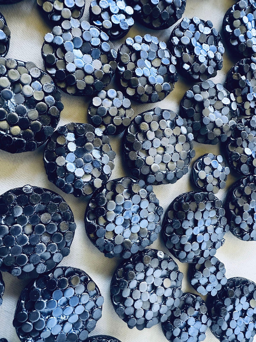 Vintage Italian Faux Sequin Button - L'Etoffe Fabrics LLC