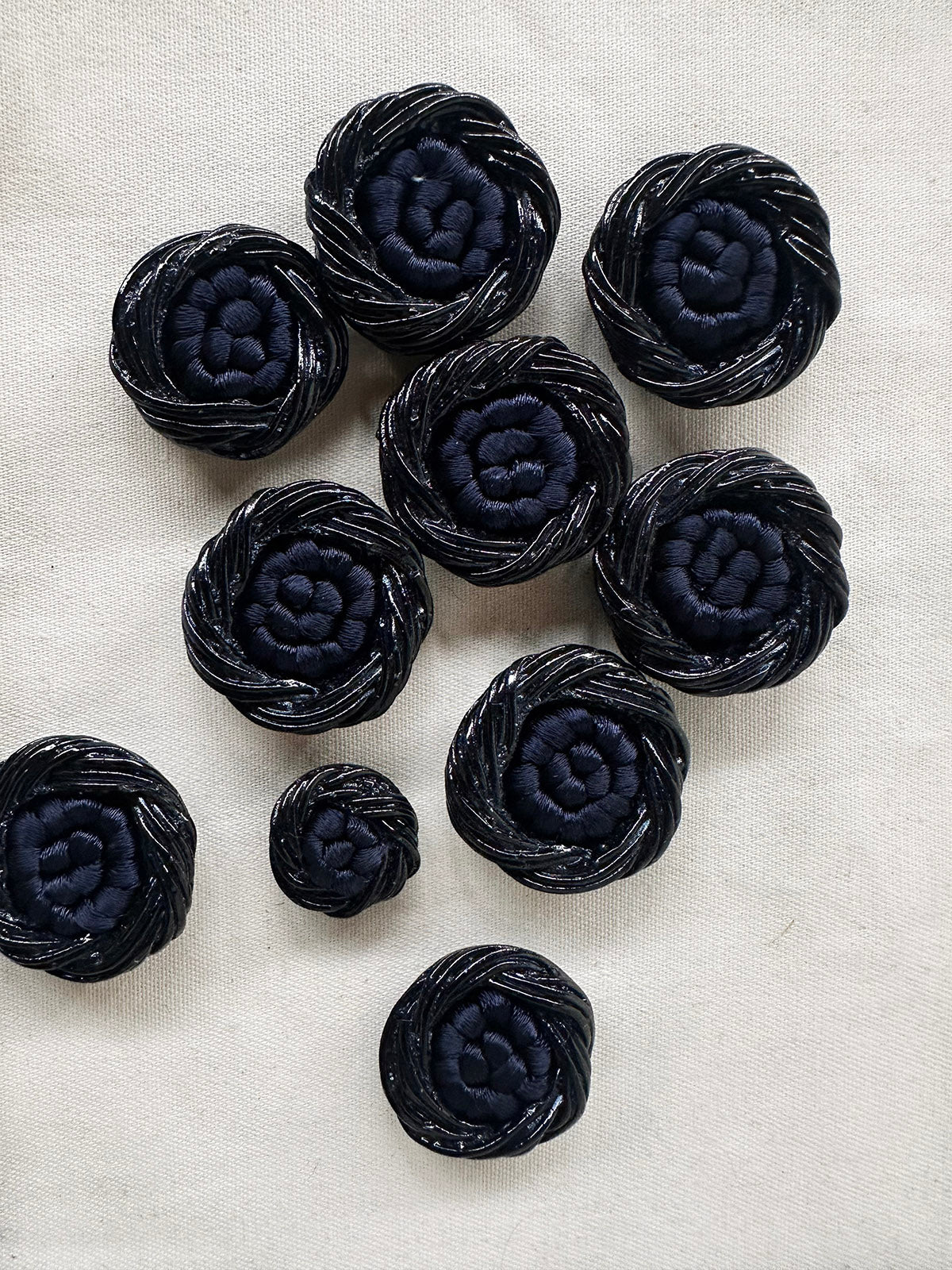 Vintage Italian Floral Pillow Buttons Midnight - L'Etoffe Fabrics LLC