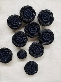 Vintage Italian Floral Pillow Buttons Midnight - L'Etoffe Fabrics LLC