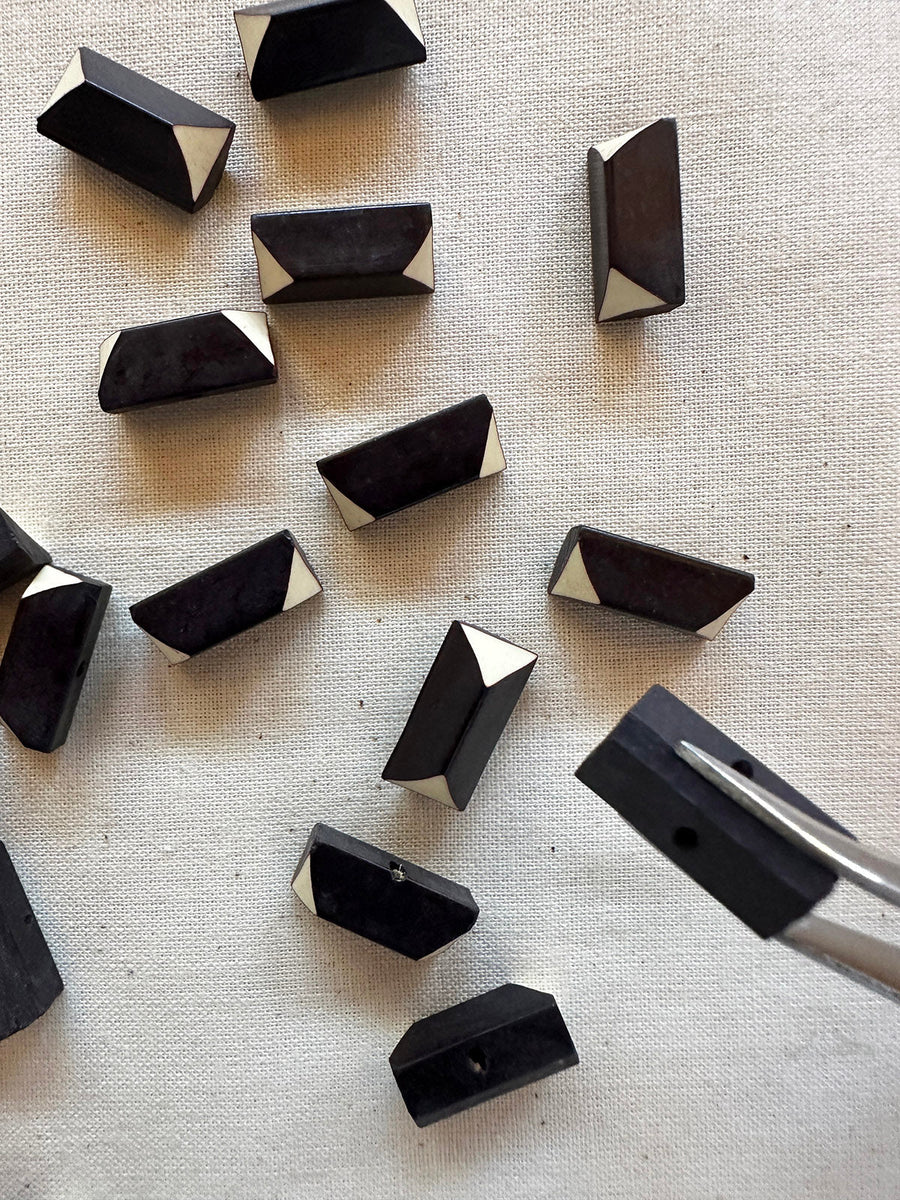 Vintage Italian Geometric Shirt Buttons - Black - L'Etoffe Fabrics LLC