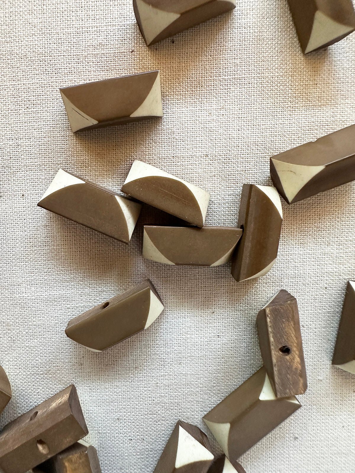 Vintage Italian Geometric Shirt Buttons - Taupe - L'Etoffe Fabrics LLC