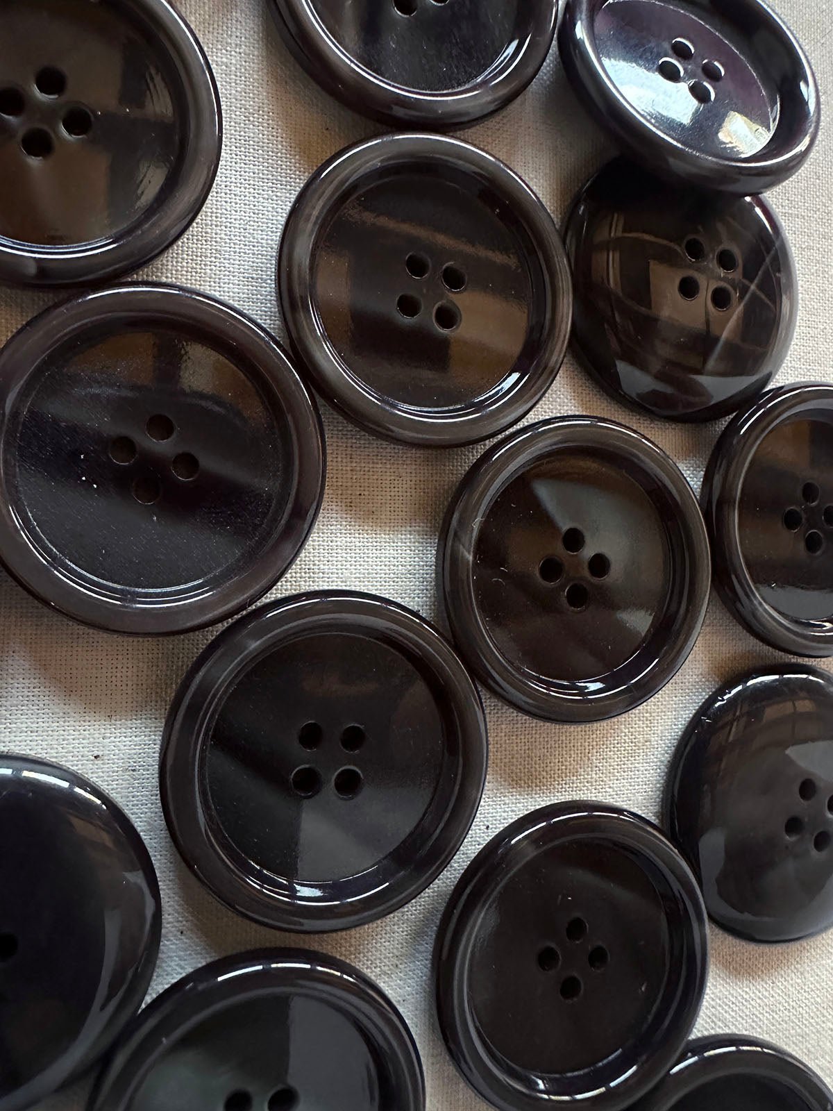 Vintage Italian Glossy Casein Charcoal Marble Buttons - L'Etoffe Fabrics LLC