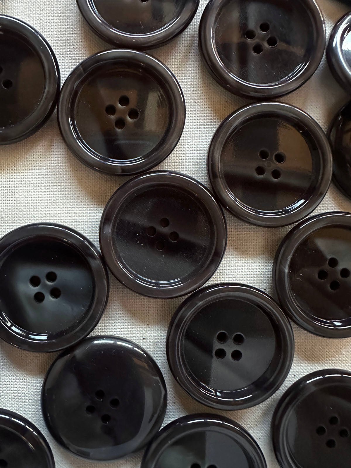 Vintage Italian Glossy Casein Charcoal Marble Buttons - L'Etoffe Fabrics LLC