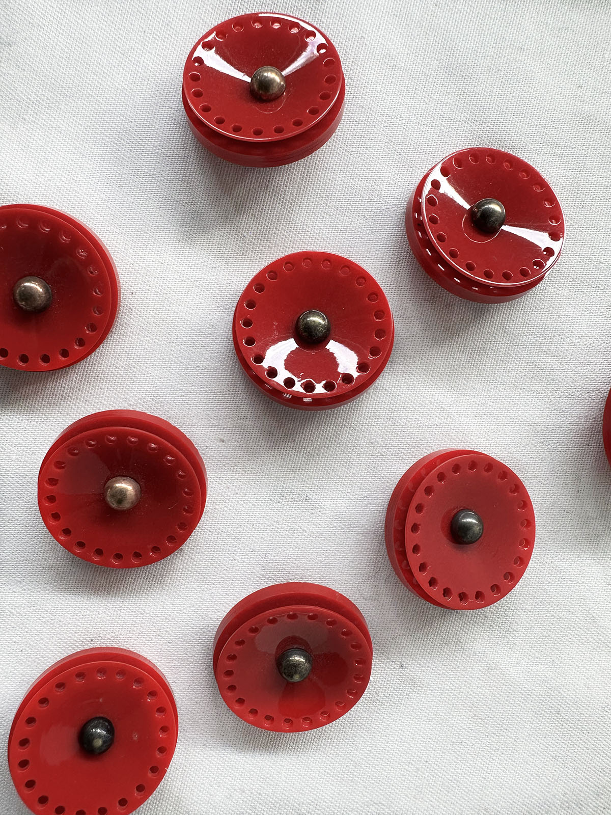 Vintage Italian Glossy Red Industrial Design Buttons - L'Etoffe Fabrics LLC