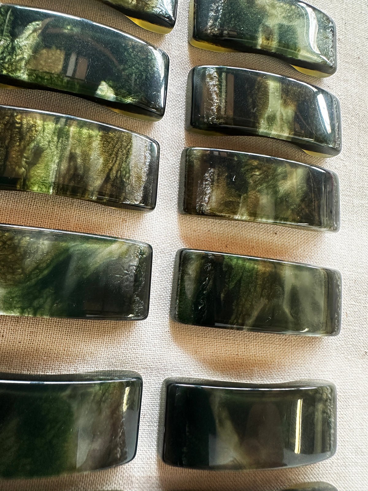 Vintage Italian Green Storm Bar Buttons - L'Etoffe Fabrics LLC