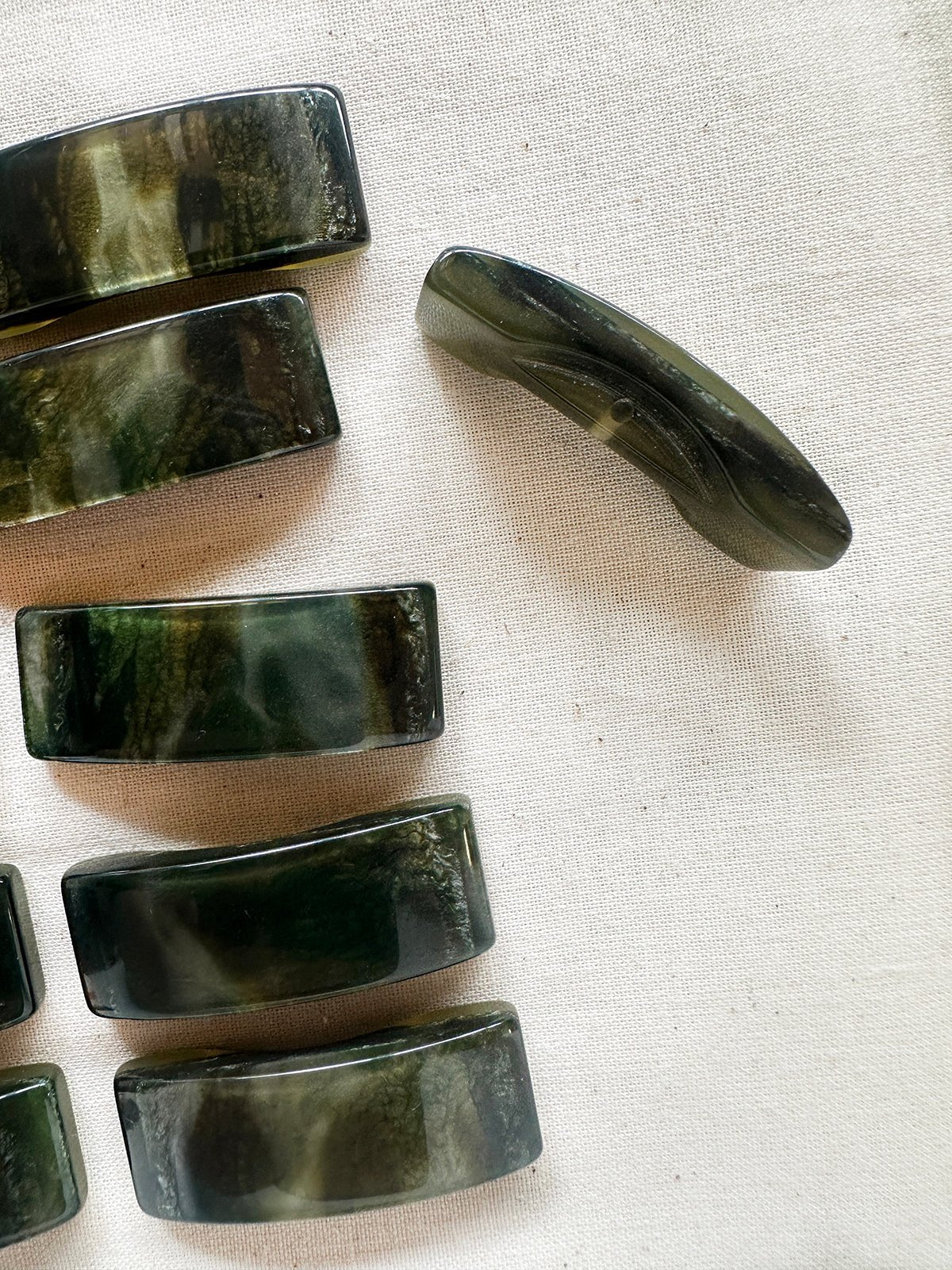 Vintage Italian Green Storm Bar Buttons - L'Etoffe Fabrics LLC