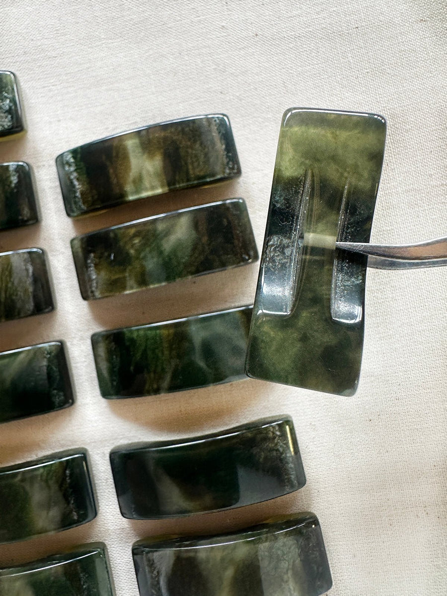 Vintage Italian Green Storm Bar Buttons - L'Etoffe Fabrics LLC