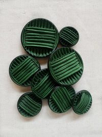 Vintage Italian Green Thread Hand Embellished Buttons - L'Etoffe Fabrics LLC
