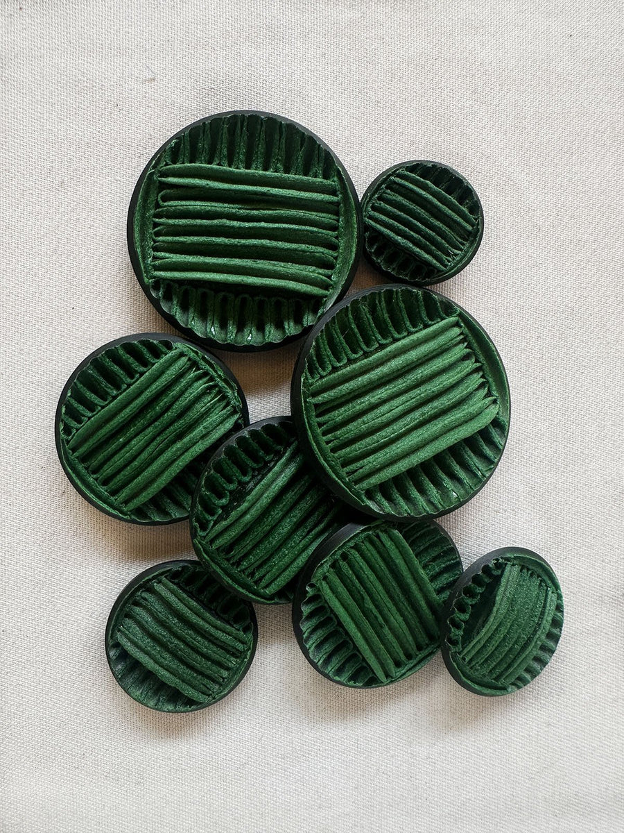 Vintage Italian Green Thread Hand Embellished Buttons - L'Etoffe Fabrics LLC