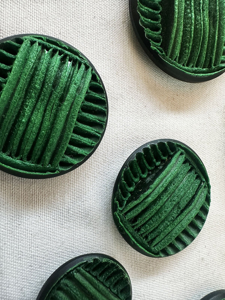 Vintage Italian Green Thread Hand Embellished Buttons - L'Etoffe Fabrics LLC