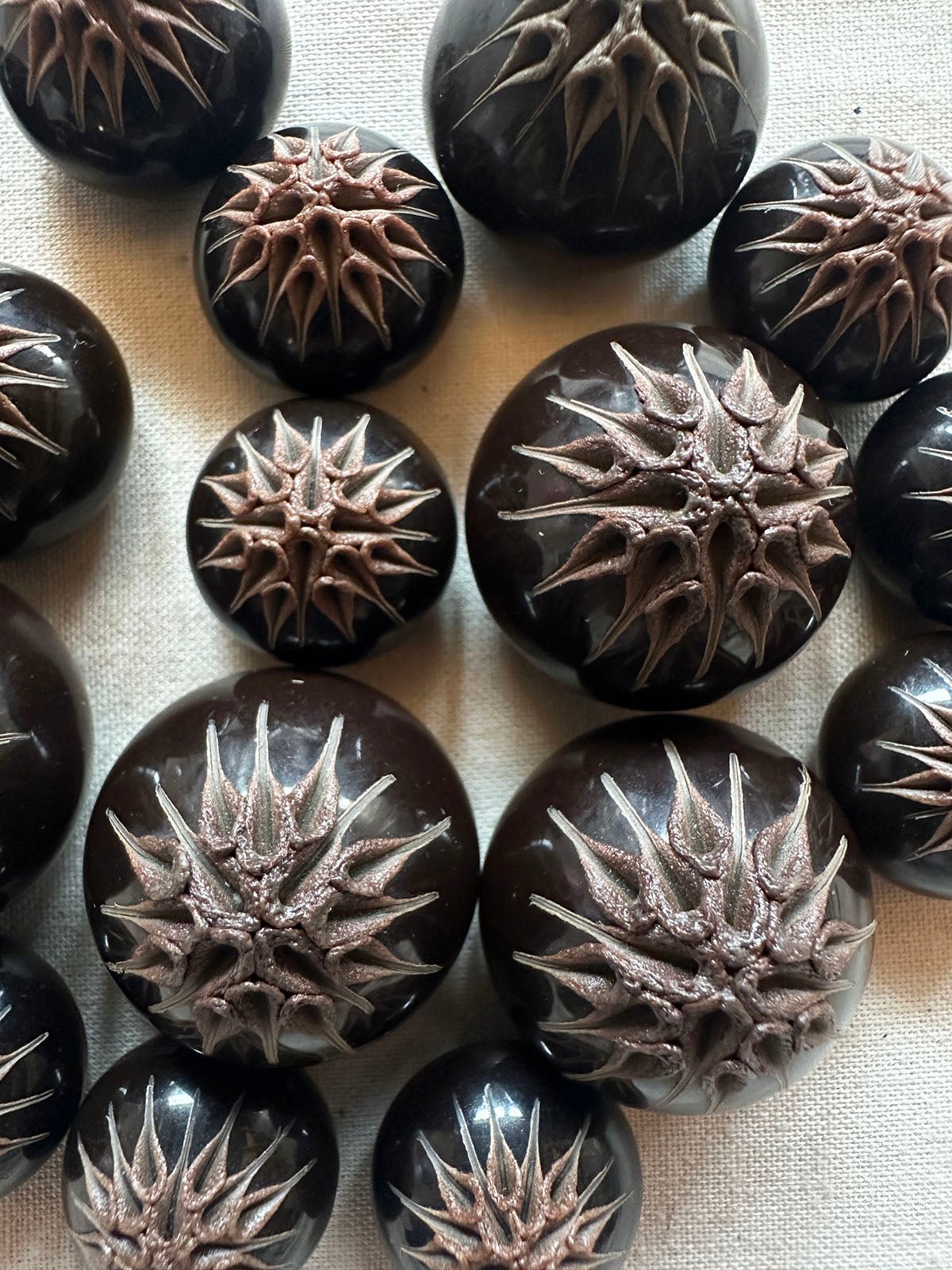 Vintage Italian Hand Finished Thistle Pod Buttons - L'Etoffe Fabrics LLC