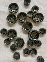 Vintage Italian Industrial Design Experimental Buttons - Olive - L'Etoffe Fabrics LLC