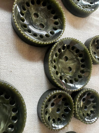 Vintage Italian Industrial Design Experimental Buttons - Olive - L'Etoffe Fabrics LLC