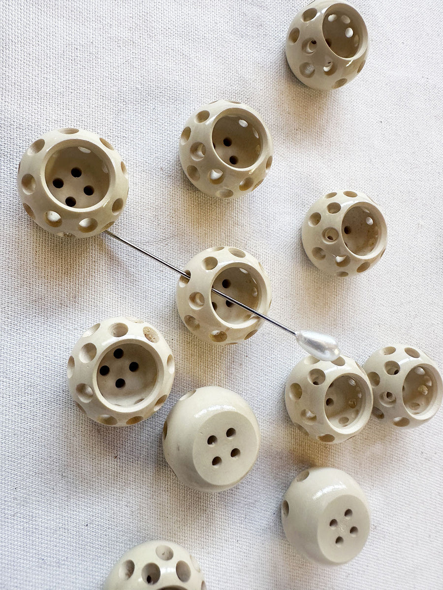 Vintage Italian Ivory Bowl Buttons with with Holes - L'Etoffe Fabrics LLC