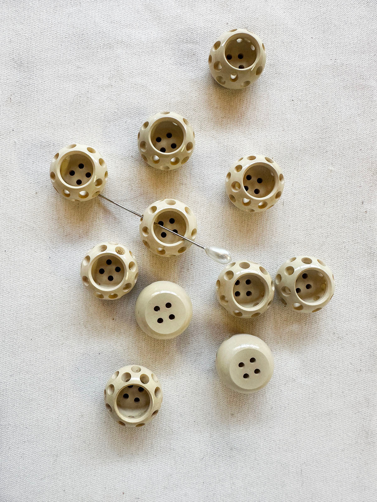 Vintage Italian Ivory Bowl Buttons with with Holes - L'Etoffe Fabrics LLC