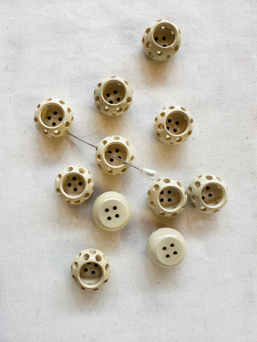 Vintage Italian Ivory Bowl Buttons with with Holes - L'Etoffe Fabrics LLC