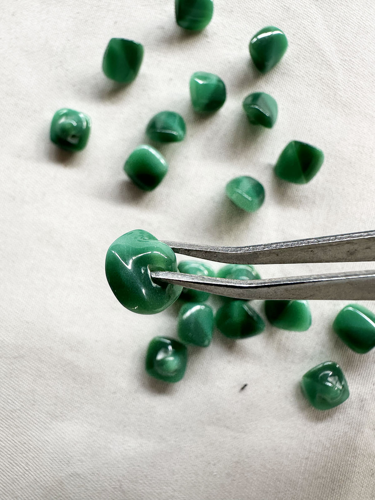 Vintage Italian Little Jade Green Buttons - L'Etoffe Fabrics LLC