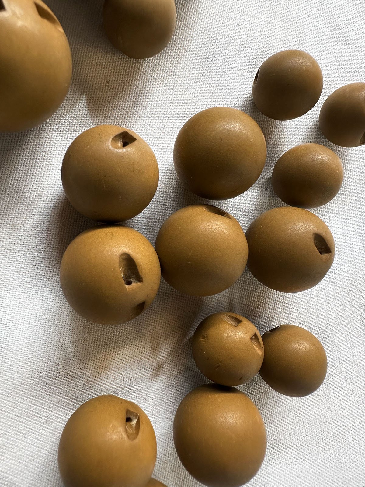 Vintage Italian Matte Ball Buttons Ochre - L'Etoffe Fabrics LLC