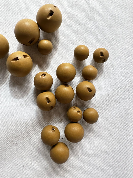 Vintage Italian Matte Ball Buttons Ochre - L'Etoffe Fabrics LLC