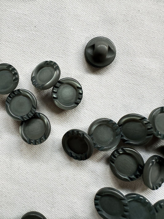 Vintage Italian Matte Green Gunmetal Industrial Shirt Buttons - L'Etoffe Fabrics LLC