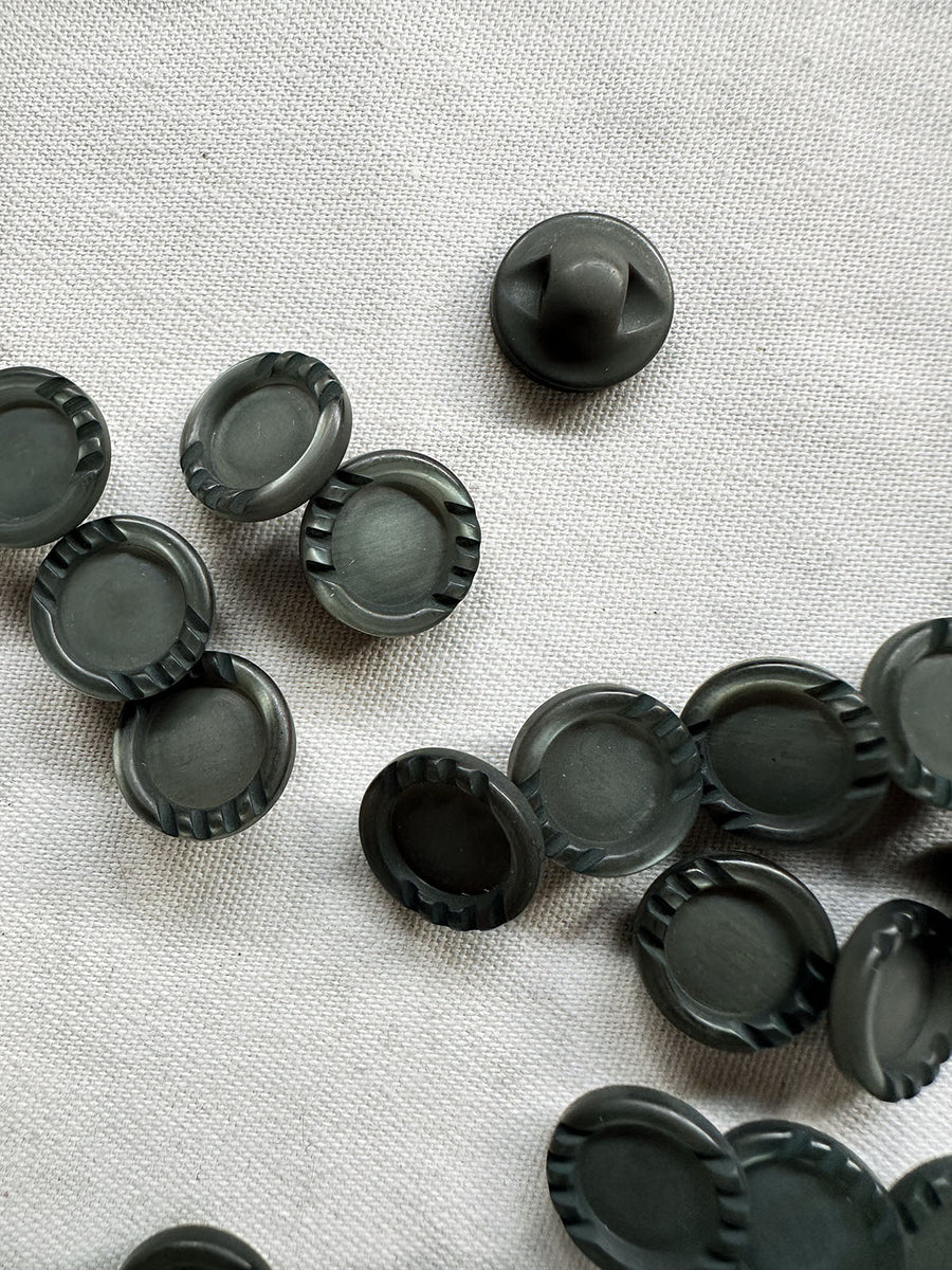 Vintage Italian Matte Green Gunmetal Industrial Shirt Buttons - L'Etoffe Fabrics LLC