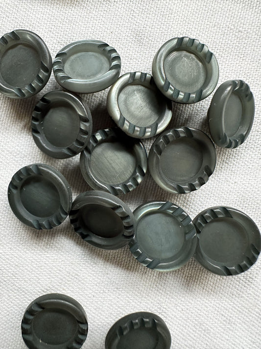 Vintage Italian Matte Green Gunmetal Industrial Shirt Buttons - L'Etoffe Fabrics LLC